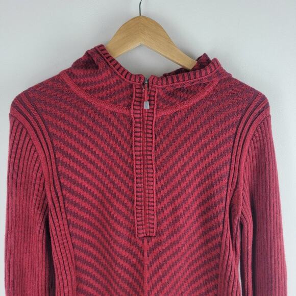 Eddie Bauer Hooded Sweater 1/4 Zip Red Long Sleeve Size M - Picture 2 of 6